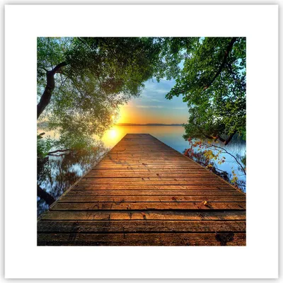 Produktbild von Poster - Poster ohne Rahmen - Brücke See - 30x30 cm - Wand Bild - Wanddeko - Wandbilder - Kunstposter - Wandposter - Bilder - Kunstdruck - Wanddekoration - Wandbild - P2XAC30x30-3528