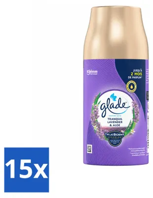 Zdjęcie produktu dla 15 sztuk - Wkład do automatycznego dozownika zapachów Glade - Zapach: Spokojna lawenda i aloes - 269 g - Opakowanie ekonomiczne