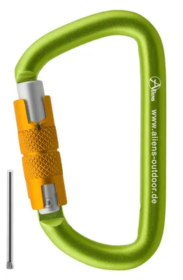 Immagine prodotto di Moschettoni ACCESSORI D 12kN: verde/oro, sistema di chiusura TWIST-LOCK