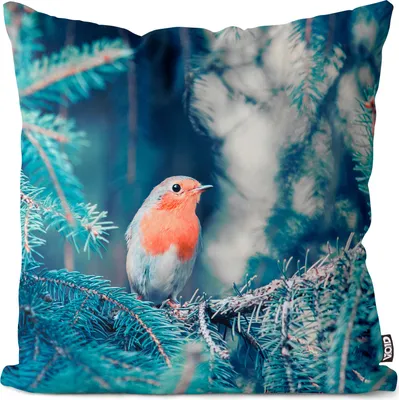 Produktbild von VOID Rotkehlchen im Wald Kissenbezug Kissenhülle Sofakissen Kissen Deko Outdoor-Kissen Dekokissen