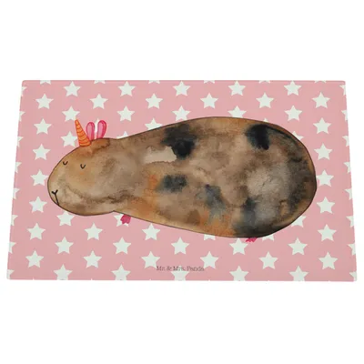 Produktbild von Mr. & Mrs. Panda Küchenschneidebrett Einhorn Meerschweinchen - Rot Pastell - Geschenk, Einhörner, Glas Schneidbrett, Unicorn, Hackbrett, Schneidebrett, Meerschwein