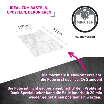 Produktbild von Klebefolie Marmor grau - 90x210cm