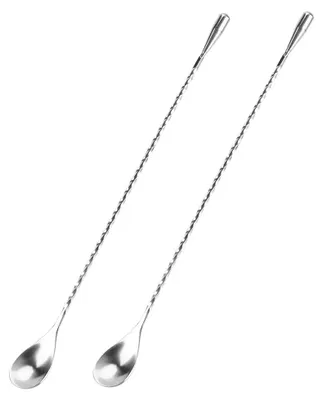Cocktail-Rührlöffel aus Edelstahl, Spiralmuster, 31 cm