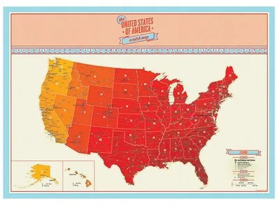 Obrázok produktu pre Stieracia mapa sveta USA 82,5 × 59,5 cm