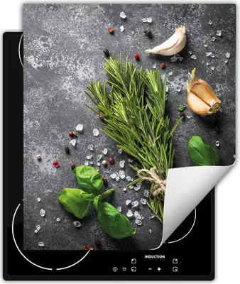 Image de DarHaus Plaque de recouvrement pour four 45x52 cm Tapis antidérapant Enroulable, ardoise - Épices
