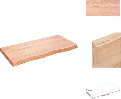 Obrázek produktu pro vidaXL Nástěnná police světle hnědá 100x50x(2-6) cm dubový masiv - Nástěnné police