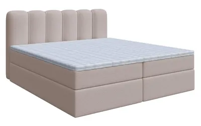 Produktbild von Boxspringbett LANDO 140x200 cm, Kontinentalbett, Doppelbett, Polsterbett, Schlafzimmerbett, Bettkasten, Modern, Komfortbett [Beige: Fredo 10]
