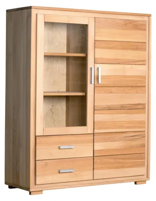 Highboard Vitrine Genf 2-türig Kernbuche Massivholz geölt