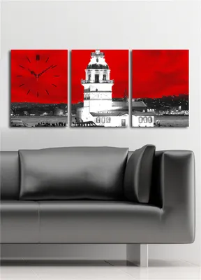 Produktbild von Opviq, 3P3040CS- CLA2688, Bunt, Wanduhren, 96 x 40 cm, 100% Wildleder -Leinwand