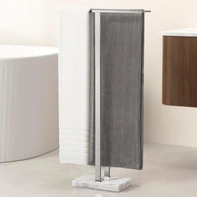 Produktbild von Handtuchständer Stehend 94 cm Doppel Edelstahl Marmor Gebürstet