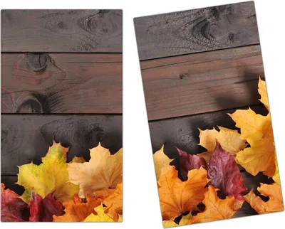 Produktbild von Spritzschutz Herdabdeckplatte Schneidebrett aus Glas Herbstlaub auf Tisch 2-Teilig (60x52cm)