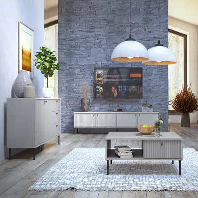Produktbild von Wohnmöbel Set grau IPSWICH-166 modern 3-teilig
