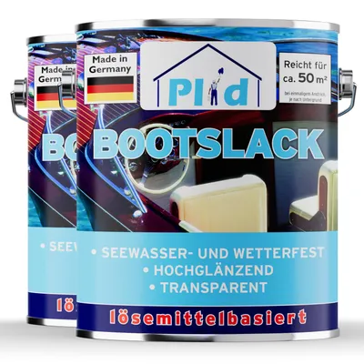 Produktbild von Plid Bootslack 5L Farblos Glänzend – für ca. 50m² / Klarlack Holzlack Schiffslack Holzschutz für Holz – wasserfest & strapazierfähig