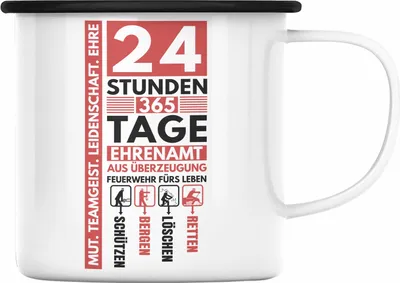 Produktbild von Trendation - Freiwillige Feuerwehr Emaille Tasse geschenk Feuerwehrmann (Schwarz)