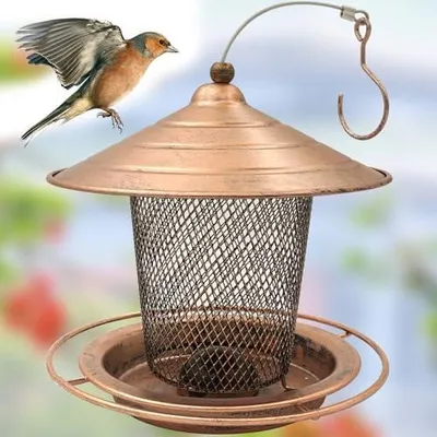 Produktbild von Metall Vogelhäuschen Hängend Vogelfutterstation Vogelfutterhaus Futterhaus für Vögel Vogelfutterspender zum Aufhängen Futterspender Wildvögel