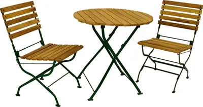 Produktbild von TPFGarden SITZGRUPPE Newcastle 3-teilig, Gartenmöbel Set 2 Personen - Flachstahl - Robinienholz -Bistrotisch Set mit 2 Stühlen - dunkelgrün