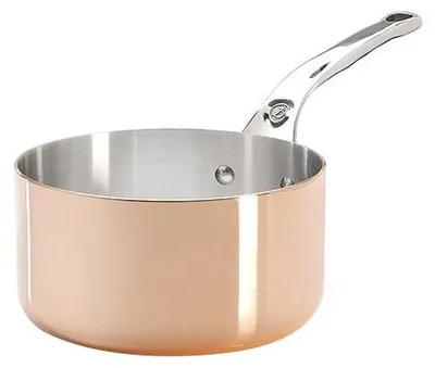 Productafbeelding van De Buyer Prima Matera steelpan, koper/roestvrij staal, 14 cm, geschikt voor inductiekookplaten.