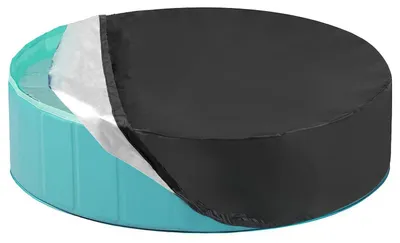 Image de Couverture pour piscine gonflable, forme ronde, pour piscine pour chiens, dimensions 160x30 cm, imperméable, en tissu Oxford noir