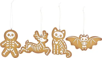 Produktbild von Something Different - Ornament, Skelett Keks 4er-Pack Set SD6003 (Einheitsgröße) (Braun/Weiß)
