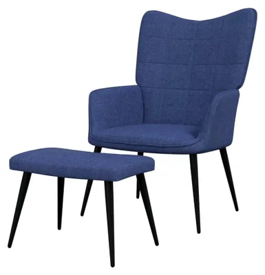 Produktbild von Relaxsessel mit Hocker Blau Stoff