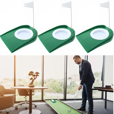 Zdjęcie produktu dla Zestaw do treningu puttingu golf - Plastikowy kubek do putowania - Z chorągiewką - 3 szt.