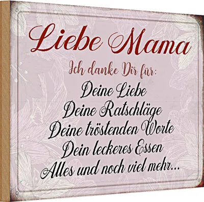 Produktbild von Holzschild Spruch 30x20cm liebe Mama ich danke dir Liebe