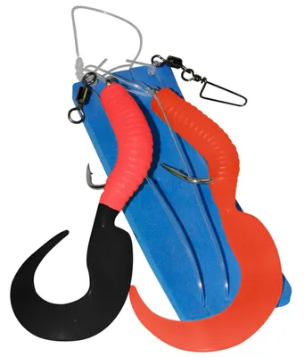 Produktbild von Dieter Eisele Meeresvorfach mit 2 Gummiködern 14cm rot/schwarz 9/0 1,20mm