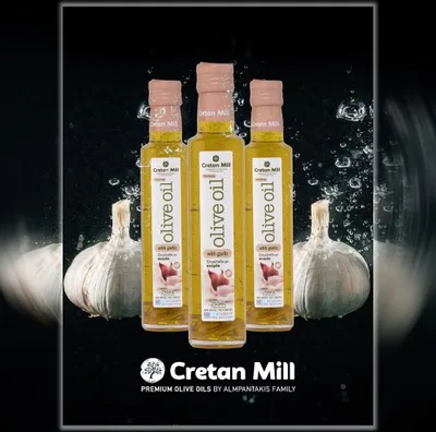 Produktbild von CRETAN MILL 15722 Olivenöl mit Kräuteraroma KNOBLAUCH 250ml Flasche