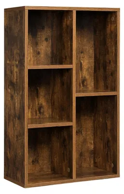 Obrázok produktu pre Polica na knihy s 5 priehradkami – regál – s ochranou proti prevrhnutiu – 50 x 24 x 80 cm