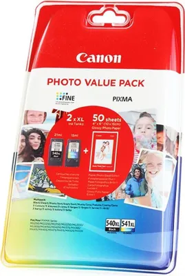 Produktbild von Tinte Canon PG-540XL + CL-541XL Value Pack, 21ml schwarz +15ml Farbe, inkl. Fotopapier