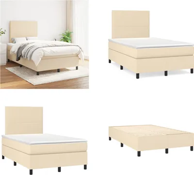 Produktbild von vidaXL Boxspringbett mit Matratze Creme 120x200 cm Stoff - Boxspringbett - Boxspringbetten - Bett - Schlafzimmermöbel