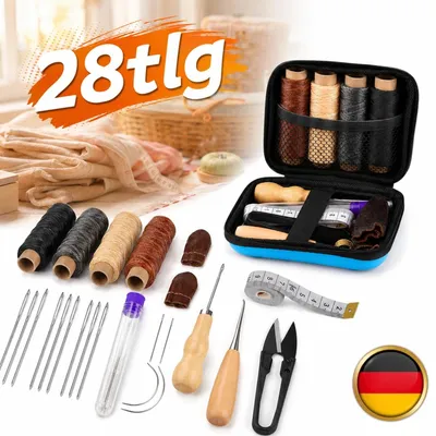 Produktbild von 28tlg Lederwerkzeug Set Leder Handwerk Stiching Nähset Ledernadel Für Handnähen