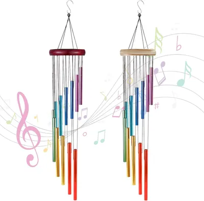 Produktbild von 2-teiliges Windspiel-Set für den Außenbereich, Windspiel mit 12 Aluminiumröhren, dekoratives Windspiel für den Außenbereich, geeignet für Gärten, Balkone, Höfe und als Dekoration für Zuhause.