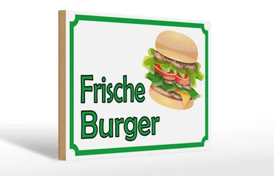 Produktbild von Holzschild Hinweis 30x20cm frische Burger Restaurant