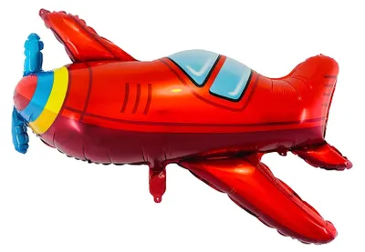 Obrázek produktu pro Fóliový balón s motivem vozidla, letadlo s vrtulí, červený, cca 89*62 cm