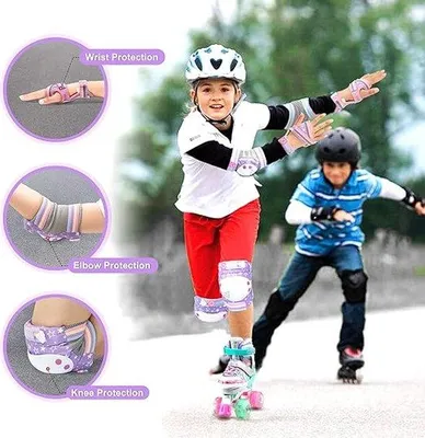 Produktbild von Famanu Schutzausrüstung Set für Kinder - Knieschützer, Ellenbogenschützer, Handgelenkschützer