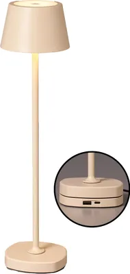 Produktbild von Northpoint LED Akku Tischlampe mit Ladestation max. 45cm hoch mit 3000mAh Akku 200lm warmweißes Licht (3000K) stufenlos dimmbar für Innen und Außen beige