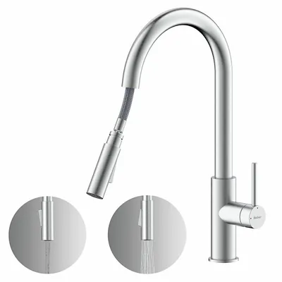 Produktbild von NABER Armatur NAMOR 6 in EDELSTAHL gebürstet mit schwenkbarem Brauseauslauf / Küchenarmatur / Einhebelmischer