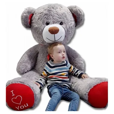 Image de Ours en peluche Ours en peluche standard 75+85 gris-rouge