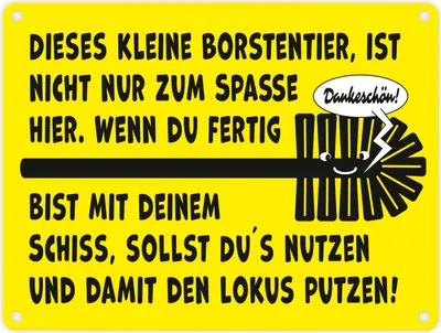 Produktbild von Toilette Metallschild in 15x20 cm mit Spruch Borstentier für saubere Toilette