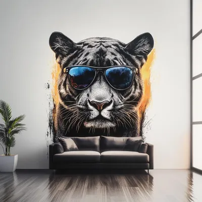 schwarzer Panther mit Sonnenbrille – Decords Wandtattoo, Produktansicht 1