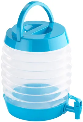 Produktbild von PEARL Faltbarer Wasserkanister: Faltbares Fässchen, Auslaufhahn, Ständer, 5,5 Liter, blau/transparent (Wasserkanister faltbar mit Hahn, Camping-Wasserspender, Trinkflasche)