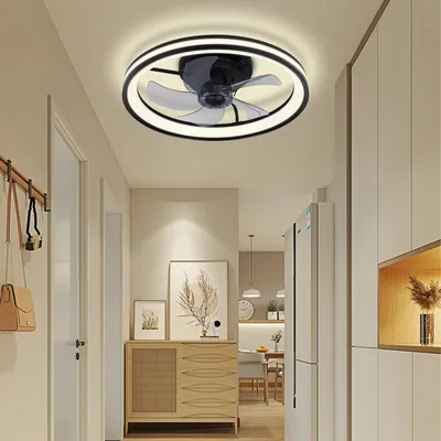 Produktbild von TolleTour 48CM Deckenventilator mit LED Beleuchtung und Fernbedienung Ventilator Lüfter Deckenlampe Schwarz