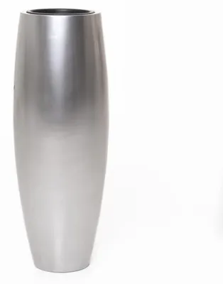 Immagine prodotto di Vaso da terra MAGNUM in fibra di vetro, argento metallizzato, 30x80 cm