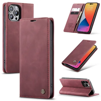 Immagine prodotto di Custodia protettiva per cellulare, compatibile con la serie Apple iPhone 14, con portacarte, colore: bordeaux, modello: Apple iPhone 14 Pro