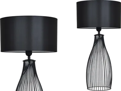 Obrázek produktu pro Stínítko stolní lampy - Elegantní noční lampa - Stolní lampa E27 65x35 cm - Černá/černá - Trubice