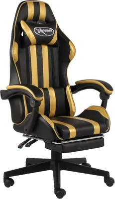 Produktbild von Gaming-Stuhl mit Fußstütze Schwarz und Golden Kunstleder