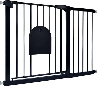 Obrázek produktu pro XINZI Schodišťová brána bez vrtání, 105-115 cm pro děti, psy a kočky, schodišťová brána s funkcí automatického zavírání a udržování otevřených dveří, černá barva