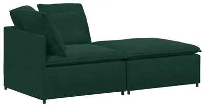 Produktbild von vidaXL Modulares Sofa mit Fußhocker Kissen Samt Dunkelgrün