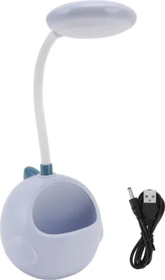 Zdjęcie produktu dla Mała lampka biurkowa z uchwytem na długopis, wygodna, dekoracyjna, praktyczna, bezgłośna, lampka biurkowa LED USB, niebieska